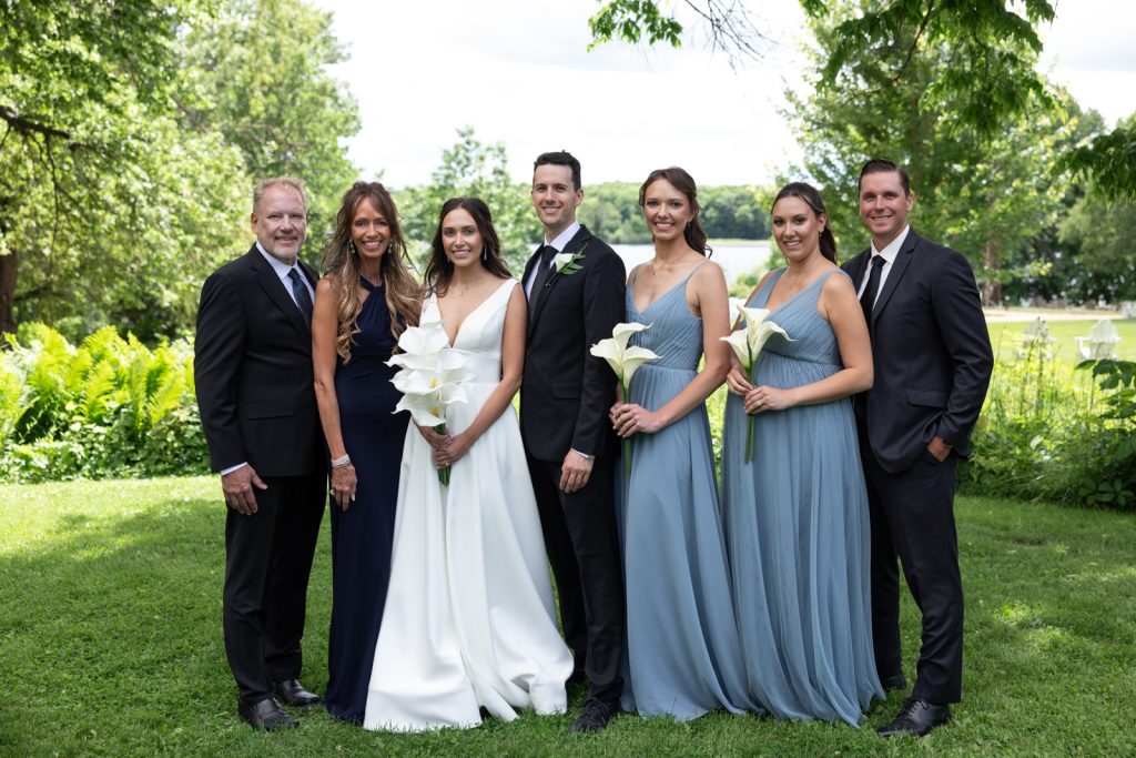 Brittany and Cole with wedding party at Stout’s Island, Birchwood, Wisconsin.