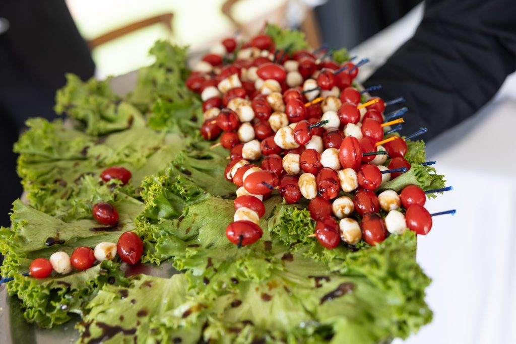 Appetizers on a platter at a Stout’s Island wedding in Birchwood, Wisconsin.