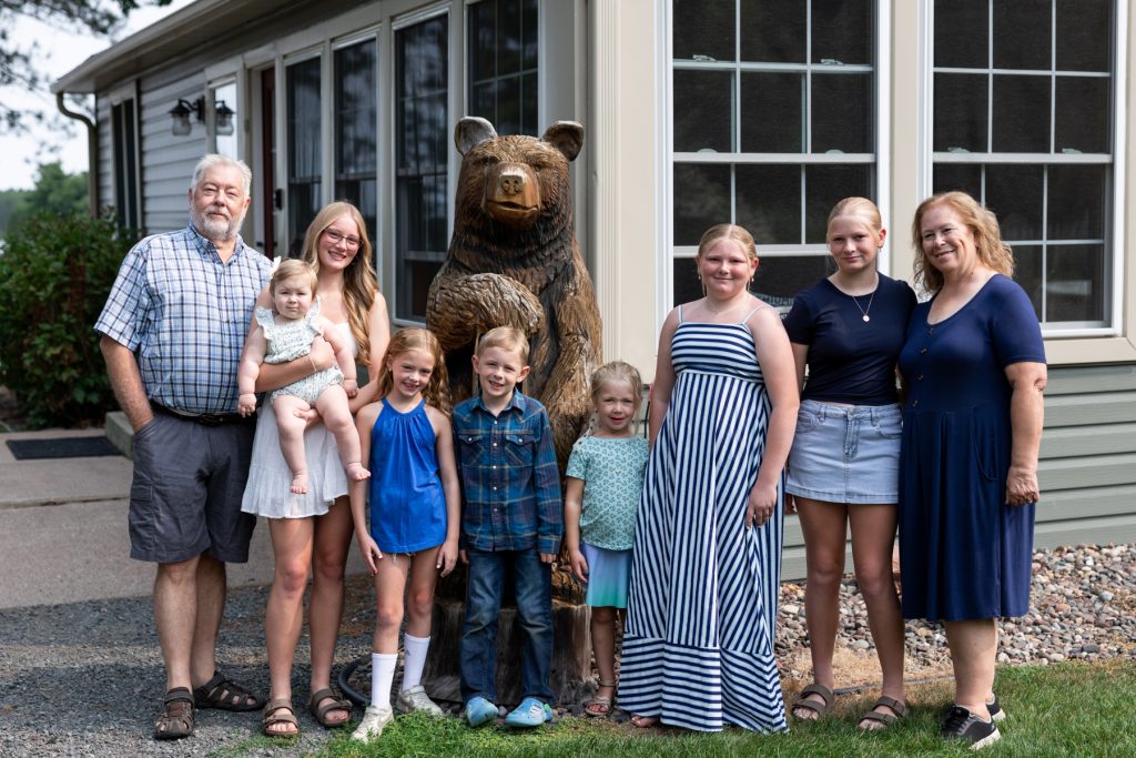 A multigenerational family poses for a portrait session near their home in Hayward, Wisconsin, creating