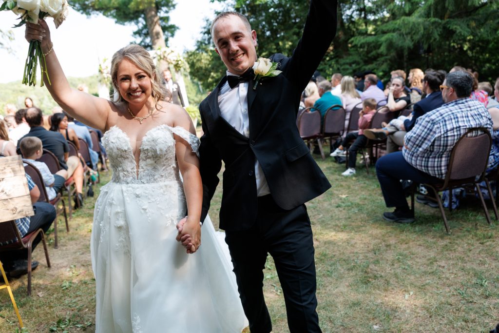 Bianca and Nick, the happy couple, celebrate their wedding day at Lakewoods Resort in Cable