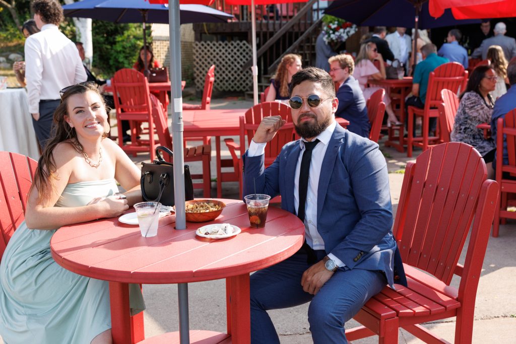 Bianca and Nick, the happy couple, share a moment at their Lakewoods Resort wedding