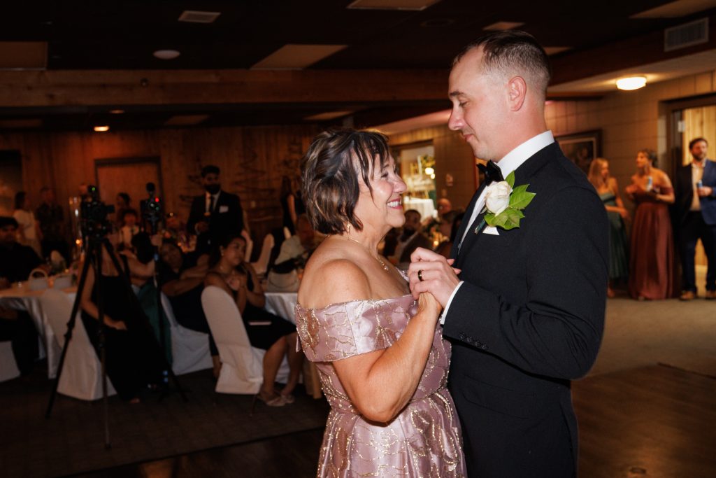 Bianca and Nick's Lakewoods Resort wedding features a joyful first dance between the bride