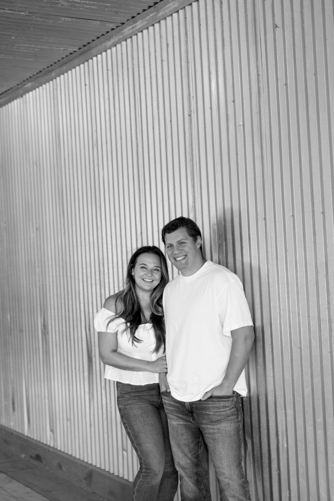 Cassie and Daniel, smiling and posing for their engagement photos near Bayfield and Duluth, captured